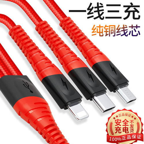 三合一數據線 安卓、蘋果、Type-C全兼容，一拖三便捷充電體驗